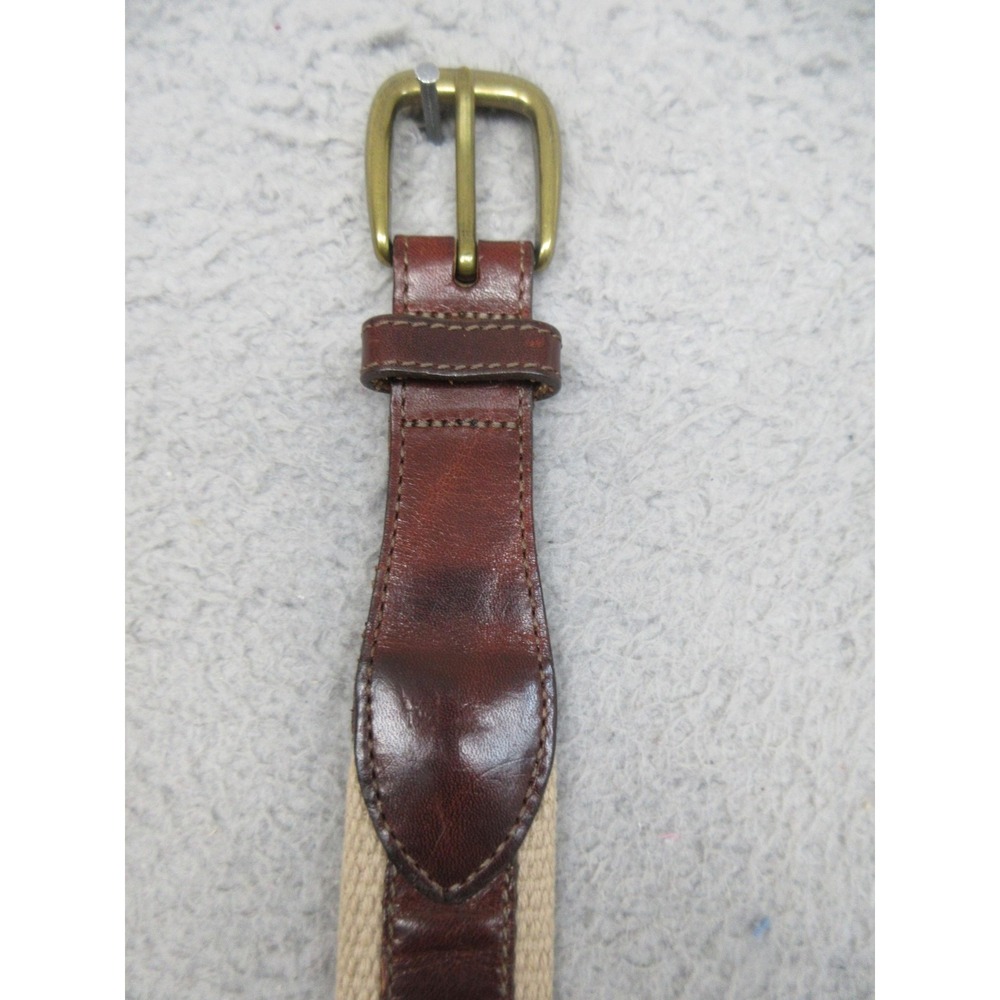 Brighton Fish Leather Canvas Belt 40 Brown Brass Sailfish Marlin Nautical USA